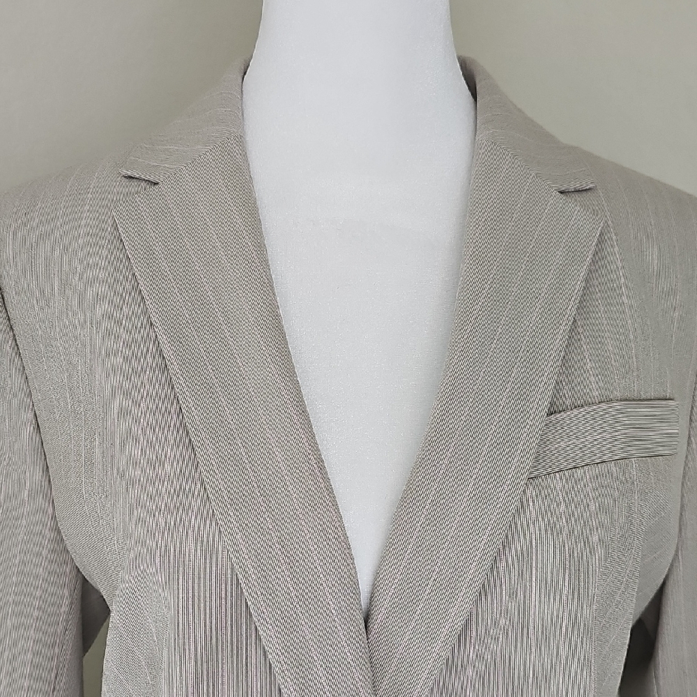 Talbots Pink Pinstripe Tan Blazer Suit Jacket Sz 8 - Picture 2 of 8